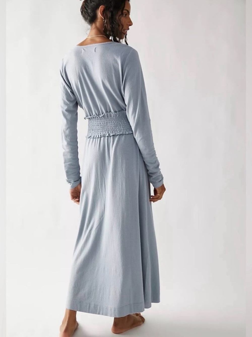 Free People New Hope Smocked Waist V Neck Maxi Dress- NWT - Picture 2 of 6